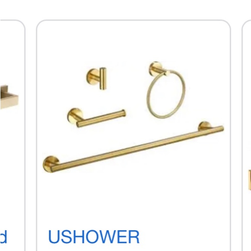 Ushower 4pc Brushed Gold Bathroom Hardware